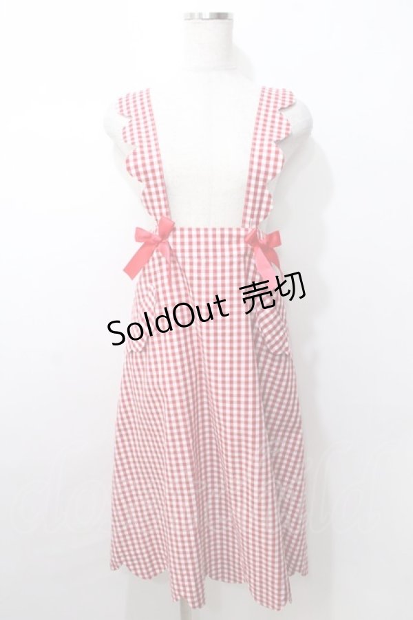画像1: Nile Perch / ギンガム吊りジャンパースカート  赤 Y-25-09-11-017-LO-SK-SZ-ZT107 (1)