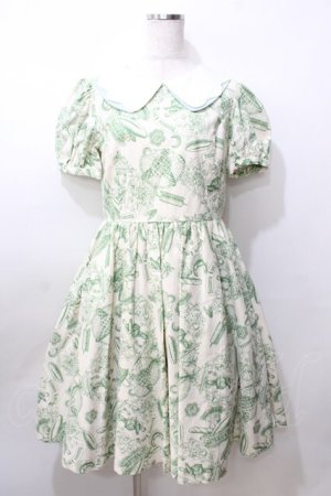 画像: Q-pot. / パティスリーパフスリーブワンピース  グリーン Y-25-09-11-029-QP-OP-SZ-ZY