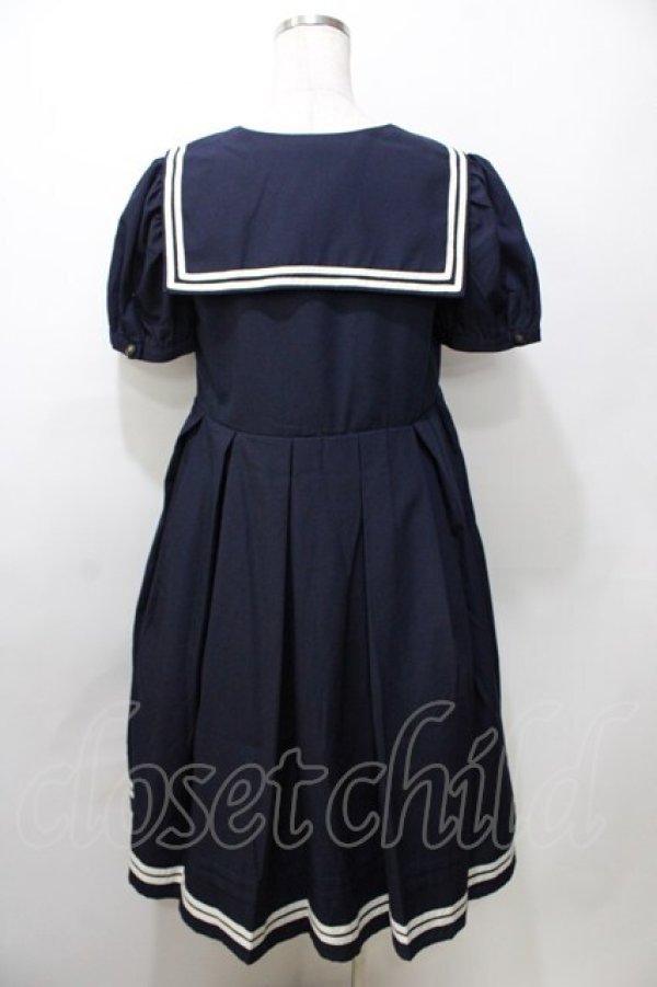 画像2: LIEF / Aラインセーラーワンピース  紺 Y-25-09-11-032-LO-OP-SZ-ZT016 (2)