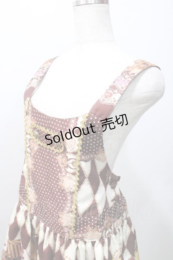 画像3: MAM MAXICIMAM / 黒猫アリスのマジカルダイヤ柄の不思議なふしぎな懐中時計サロペット  ブラウン Y-25-09-11-033-LO-OP-SZ-ZY (3)