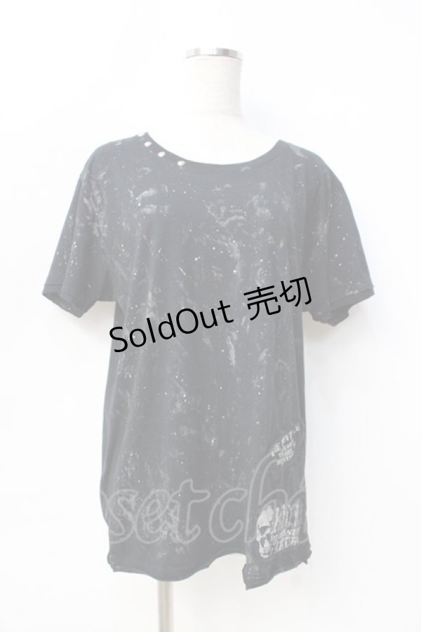 画像1: 【SALE】SEX POT ReVeNGe / 飛沫ptスリムカットソー  黒 Y-25-09-13-031-SP-TO-SZ-ZT081 (1)