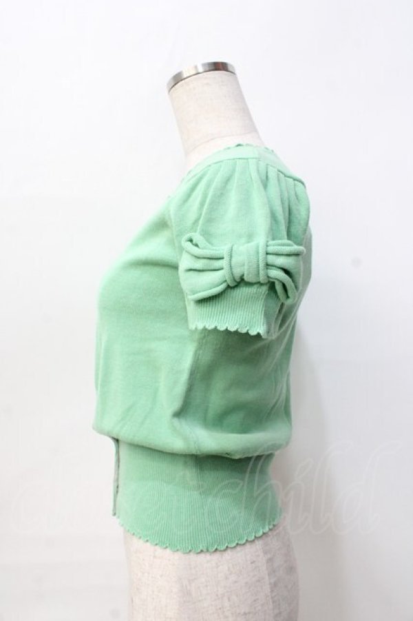 画像2: Emily Temple cute / リボン付半袖ニットカーディガン M ミント Y-25-09-13-034-ET-TO-SZ-ZT510 (2)