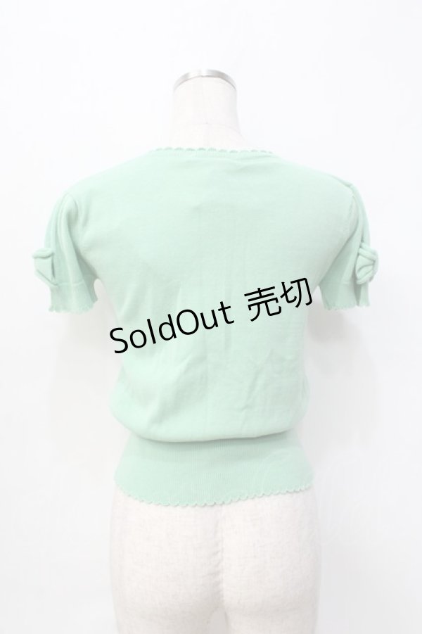 画像3: Emily Temple cute / リボン付半袖ニットカーディガン M ミント Y-25-09-13-034-ET-TO-SZ-ZT510 (3)