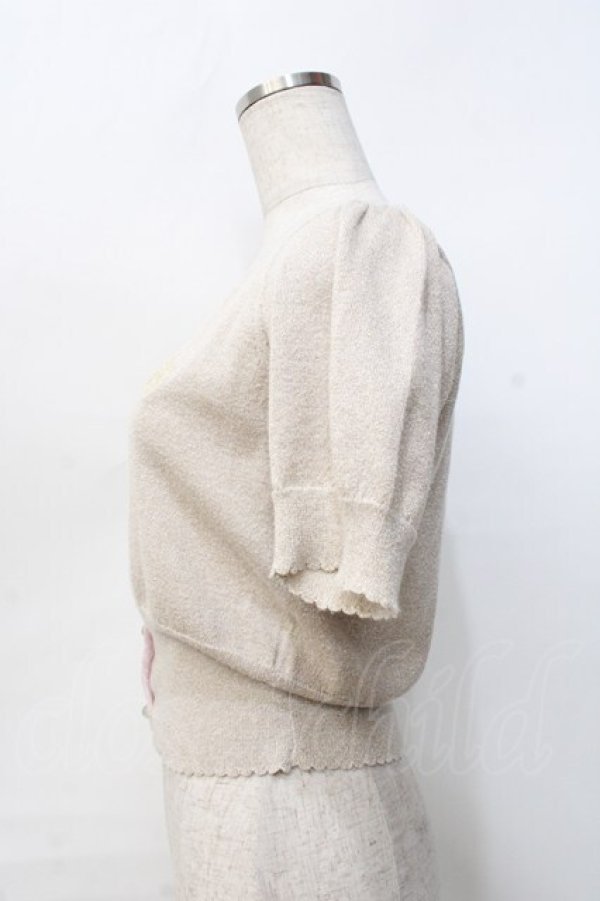 画像2: Emily Temple cute / ハートロゴ刺繍 ラメニットパフカーディガン  ベージュ Y-25-09-13-039-ET-TO-SZ-ZT512 (2)