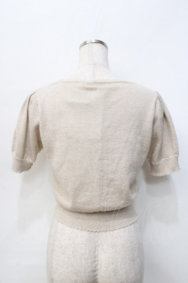 画像3: Emily Temple cute / ハートロゴ刺繍 ラメニットパフカーディガン  ベージュ Y-25-09-13-039-ET-TO-SZ-ZT512 (3)