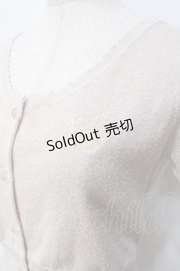 画像4: Emily Temple cute / ハートロゴ刺繍 ラメニットパフカーディガン  ベージュ Y-25-09-13-039-ET-TO-SZ-ZT512 (4)