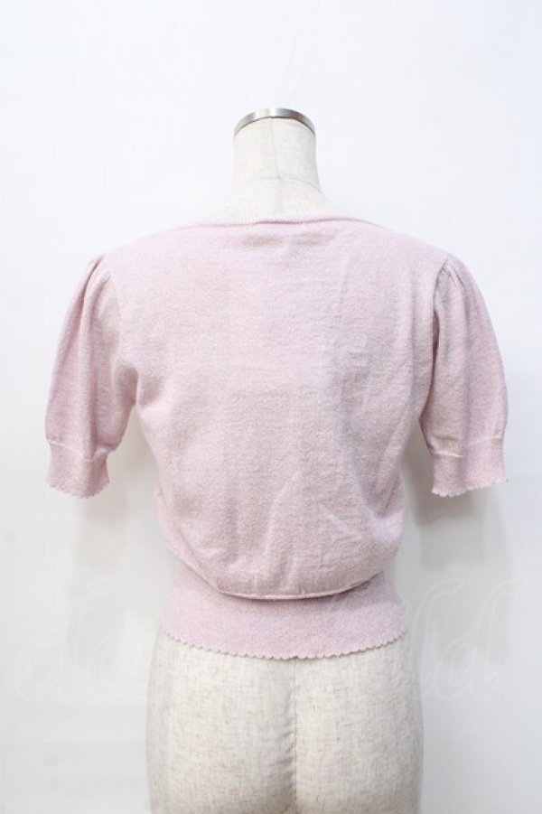 画像3: Emily Temple cute / ハートロゴ刺繍 ラメニットパフカーディガン  ピンク Y-25-09-13-040-ET-TO-SZ-ZT512 (3)
