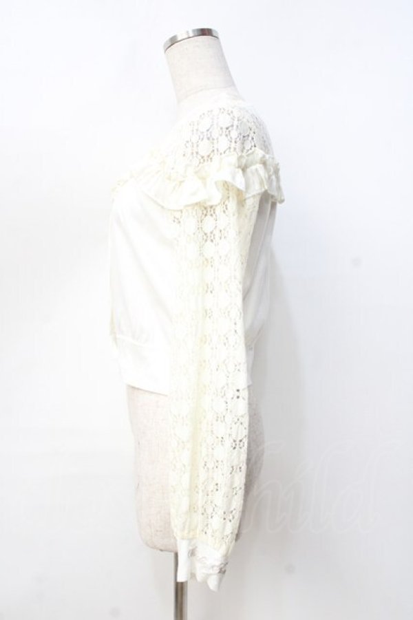 画像2: Shirley Temple / ビスチェ切替レースカーディガン 150-160 アイボリー Y-25-09-13-041-ET-TO-SZ-ZT389 (2)