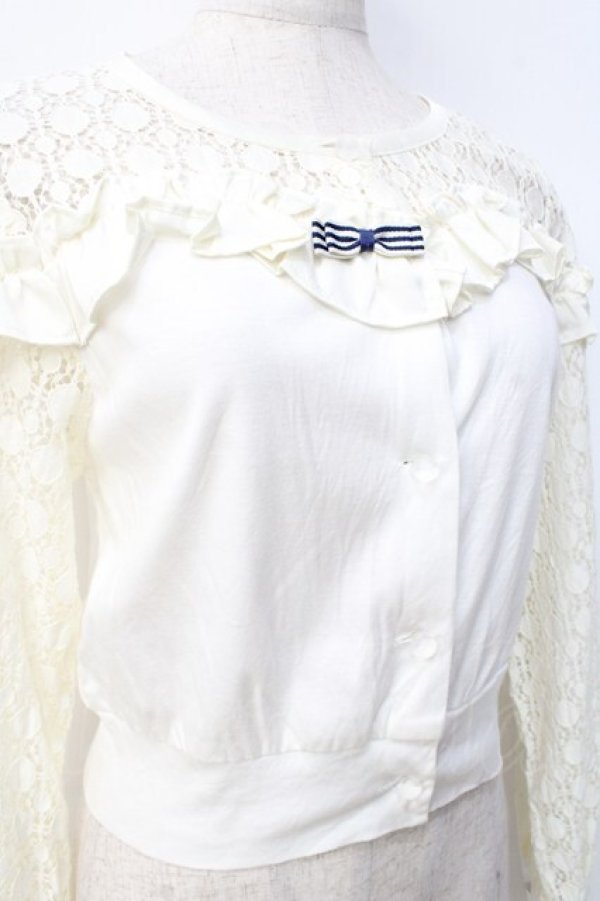 画像4: Shirley Temple / ビスチェ切替レースカーディガン 150-160 アイボリー Y-25-09-13-041-ET-TO-SZ-ZT389 (4)