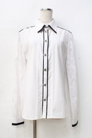 画像: Sixh / オパール加工切替ロングブラウス  白 Y-25-09-13-006-HN-BL-SZ-ZY