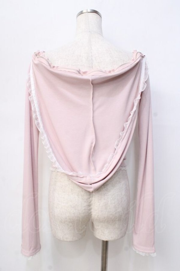 画像3: lilLilly / オフショルレースフーディトップス F ピンク Y-25-09-13-054-LO-TO-SZ-ZY (3)