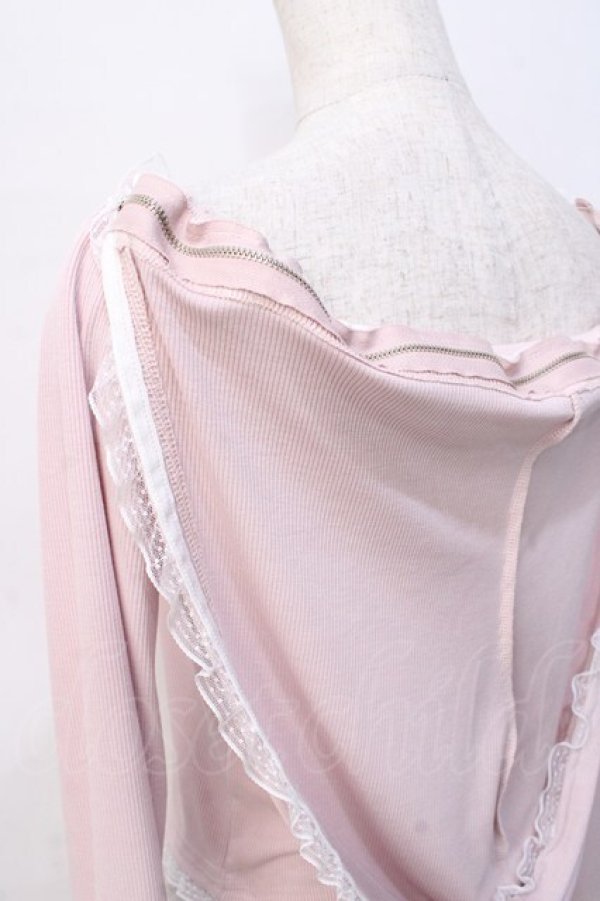 画像4: lilLilly / オフショルレースフーディトップス F ピンク Y-25-09-13-054-LO-TO-SZ-ZY (4)