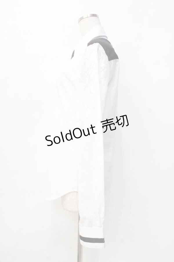 画像2: Sixh / オパール加工切替ロングブラウス  白 Y-25-09-13-006-HN-BL-SZ-ZY (2)