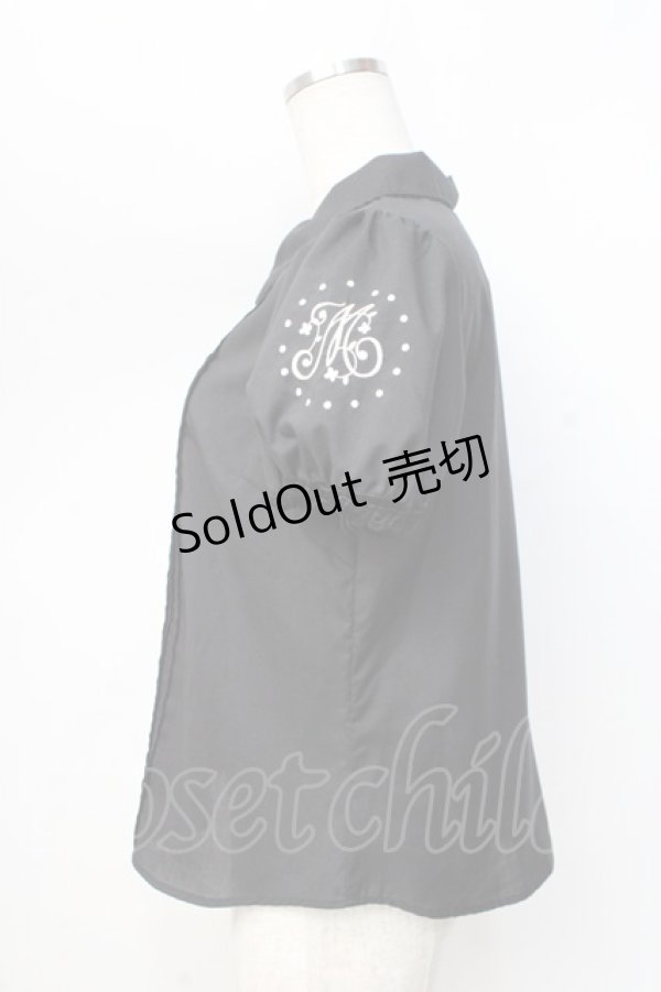 画像2: 【SALE】Melody BasKet /Melody刺繍半袖ブラウス - 黒 Y-25-09-13-059-LO-OP-AS-ZT326 (2)