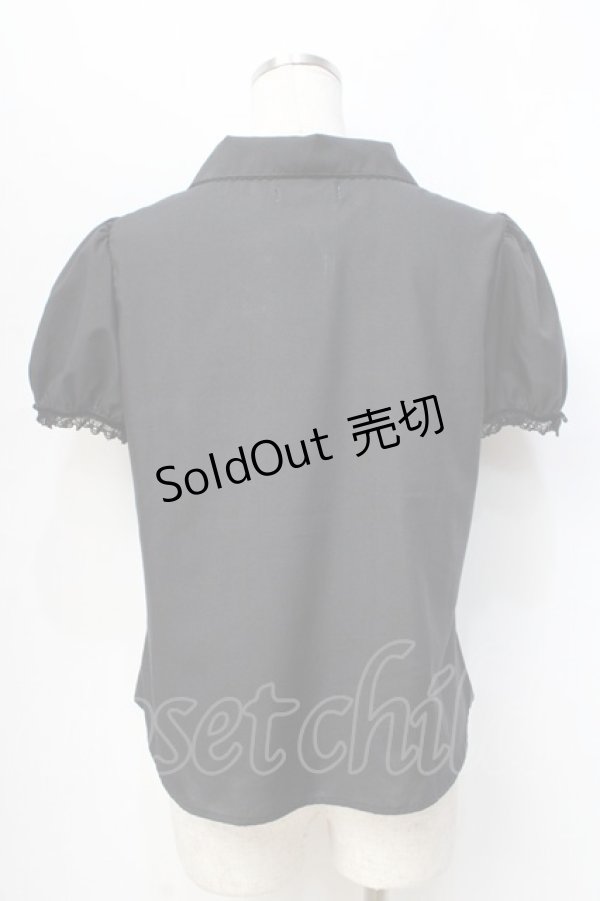 画像3: 【SALE】Melody BasKet /Melody刺繍半袖ブラウス - 黒 Y-25-09-13-059-LO-OP-AS-ZT326 (3)