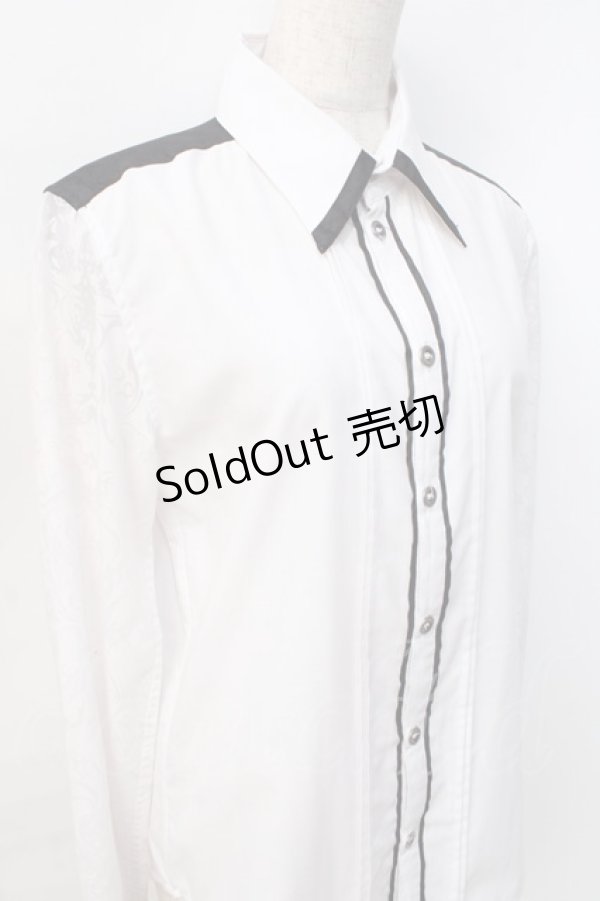 画像4: Sixh / オパール加工切替ロングブラウス  白 Y-25-09-13-006-HN-BL-SZ-ZY (4)