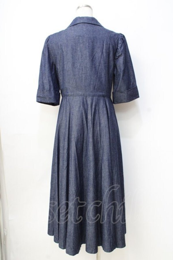 画像3: Perla nell' ostrica / 半袖ショールカラージャケットワンピース M インディゴ Y-25-09-13-065-EL-OP-SZ-ZY (3)