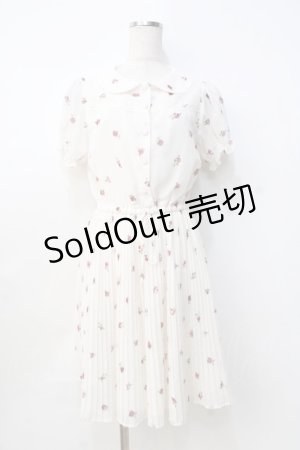 画像: 【SALE】Ank Rouge / VintageRoseプリーツシフォンワンピース M アイボリー Y-25-09-13-066-CA-OP-SZ-ZT377