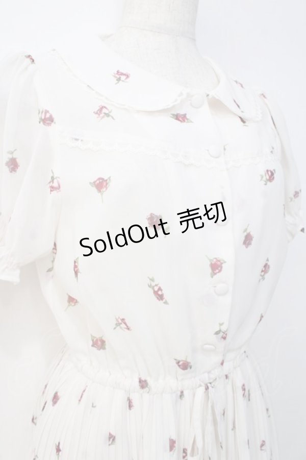 画像4: 【SALE】Ank Rouge / VintageRoseプリーツシフォンワンピース M アイボリー Y-25-09-13-066-CA-OP-SZ-ZT377 (4)