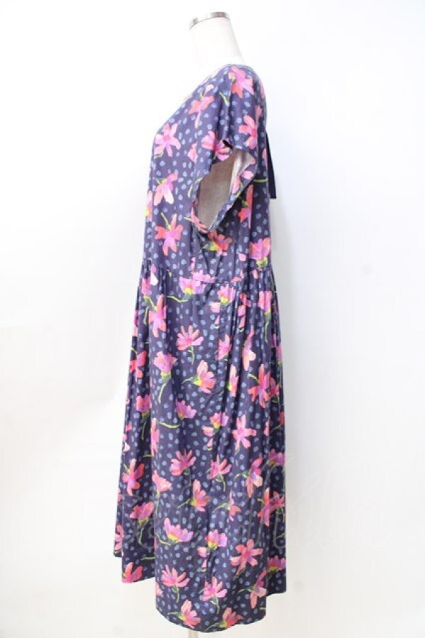 画像2: Jane Marple Dans Le Salon / Sun daisyタブリエドレス M 紺 Y-25-09-13-072-JM-OP-SZ-ZT326 (2)