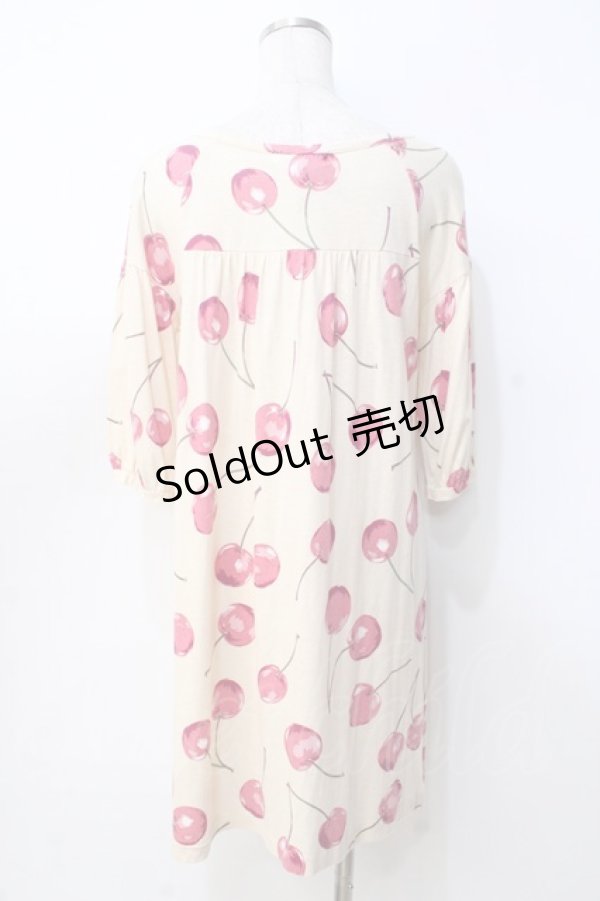 画像3: Jane Marple / リヨセルコットンのチェリープリントチュニックワンピース M アイボリー Y-25-09-13-076-JM-OP-SZ-ZT312 (3)