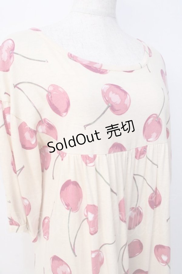 画像4: Jane Marple / リヨセルコットンのチェリープリントチュニックワンピース M アイボリー Y-25-09-13-076-JM-OP-SZ-ZT312 (4)