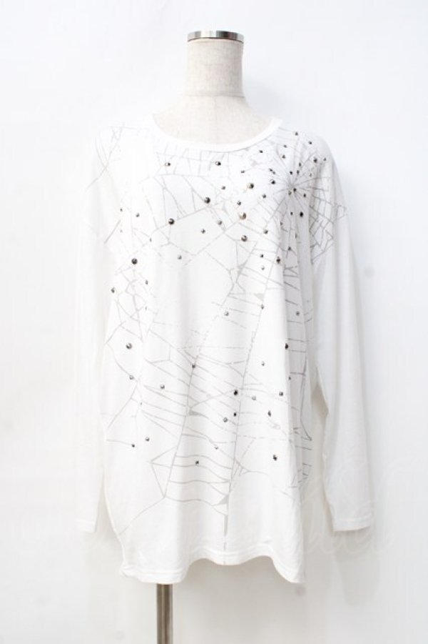 画像1: GHOST of HARLEM / 蜘蛛の巣プリントカットソー  白 Y-25-09-13-009-GL-TO-AS-ZY (1)