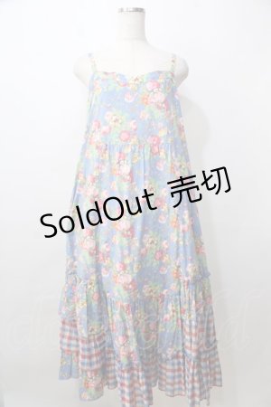 画像: Jane Marple Dans Le Salon / Magical bouquetティアードドレス M ブルーグレー×ブルーチェック Y-25-09-13-086-JM-OP-SZ-ZT312