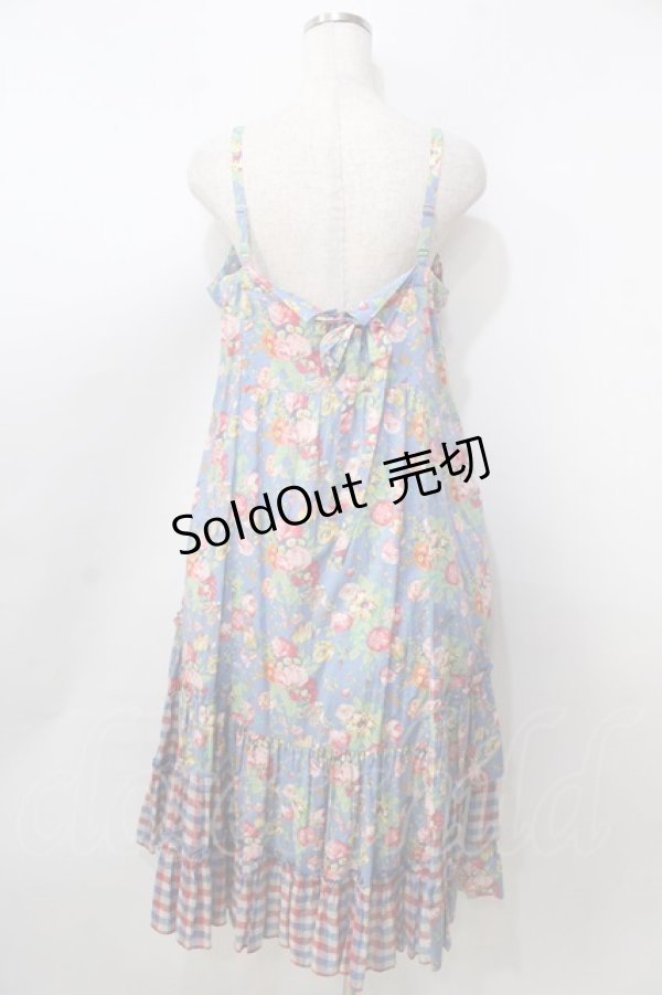 画像2: Jane Marple Dans Le Salon / Magical bouquetティアードドレス M ブルーグレー×ブルーチェック Y-25-09-13-086-JM-OP-SZ-ZT312 (2)