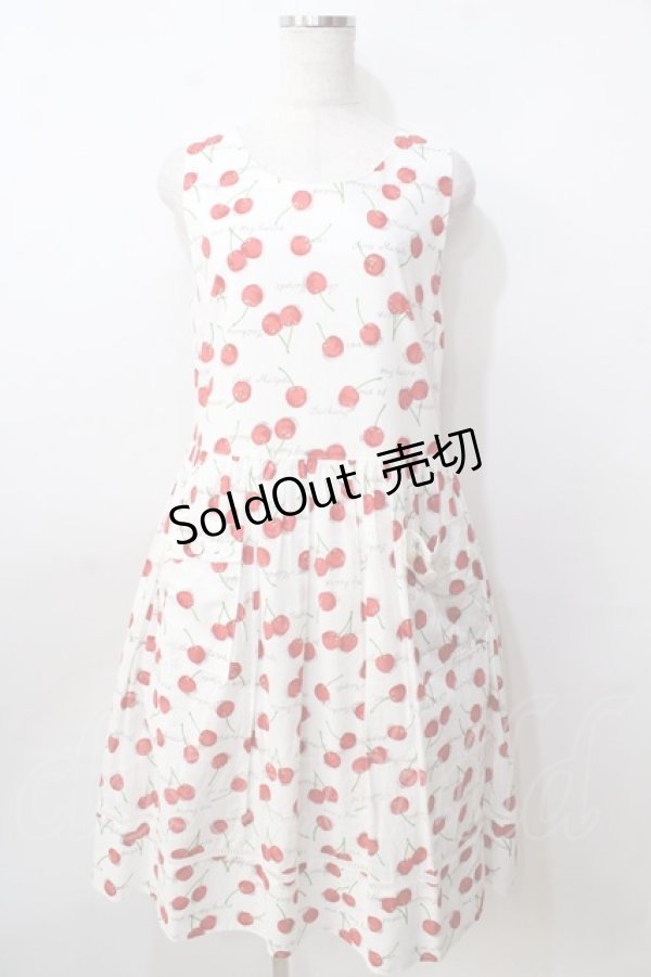 画像1: Jane Marple / Skipping cherries バックリボンドレス M ホワイト Y-25-09-13-089-JM-OP-SZ-ZY (1)