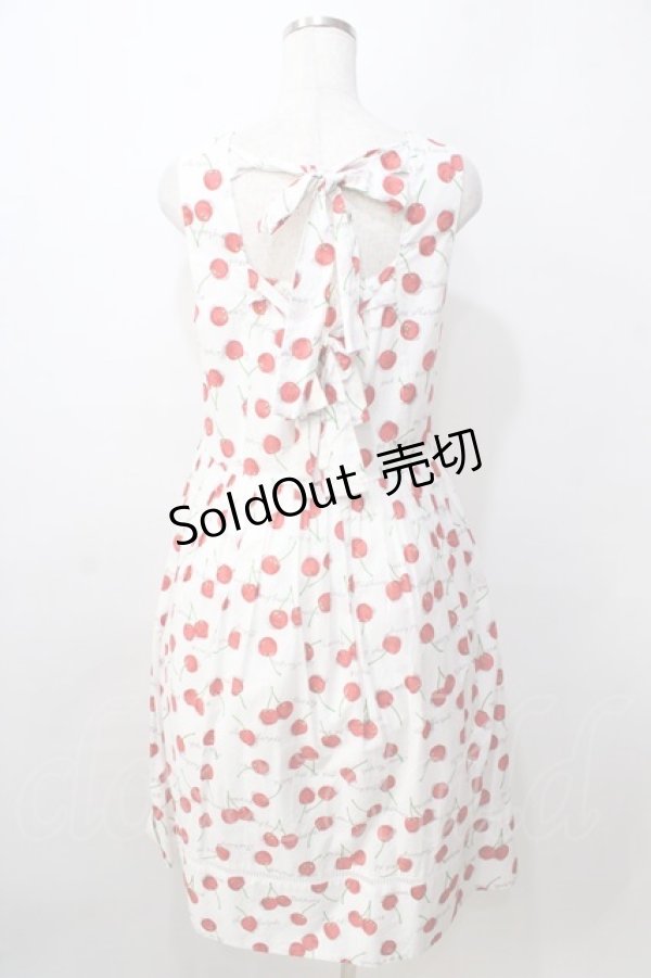 画像2: Jane Marple / Skipping cherries バックリボンドレス M ホワイト Y-25-09-13-089-JM-OP-SZ-ZY (2)
