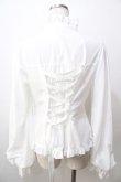 画像2: metamorphose / スタンドカラーairyフリルブラウス １ 白 Y-25-09-13-090-ME-BL-SZ-ZY (2)