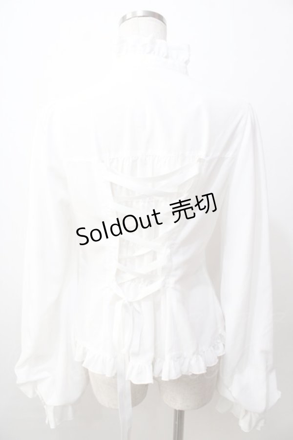 画像2: metamorphose / スタンドカラーairyフリルブラウス １ 白 Y-25-09-13-090-ME-BL-SZ-ZY (2)