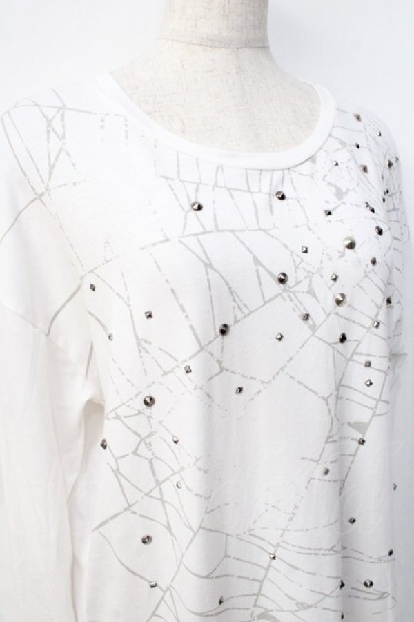 画像3: GHOST of HARLEM / 蜘蛛の巣プリントカットソー  白 Y-25-09-13-009-GL-TO-AS-ZY (3)