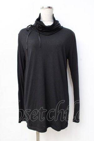 画像: BPN FOR MEN / 編み上げハイネックカットソー M 黒 Y-25-09-13-010-GO-TO-SZ-ZY