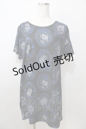 画像: Enchantlic Enchantilly / 猫の王女達の肖像画カットソーワンピース  黒 Y-25-09-13-102-LO-OP-SZ-ZT0930B