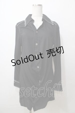 画像: ALGONQUINS / 二重襟シャツワンピース M 黒 Y-25-09-13-111-AL-OP-SZ-ZY