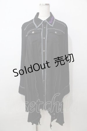 画像: ALGONQUINS / 襟刺繍ヘイレムシャツワンピース F 黒 Y-25-09-13-112-AL-OP-SZ-ZY