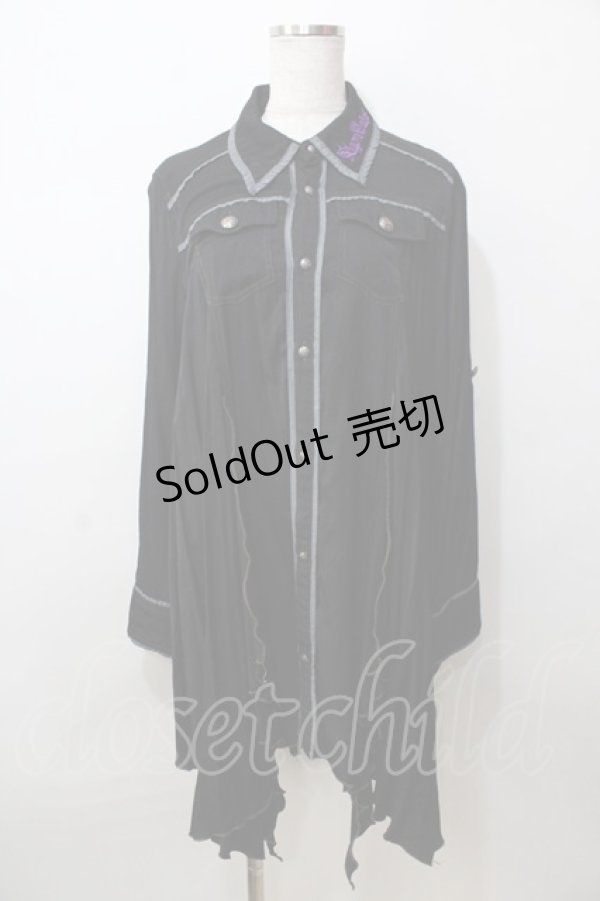 画像1: ALGONQUINS / 襟刺繍ヘイレムシャツワンピース F 黒 Y-25-09-13-112-AL-OP-SZ-ZY (1)