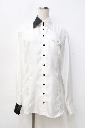 画像: BPN FOR MEN / バイカラーシャツ M 白 Y-25-09-13-011-GO-BL-SZ-ZY