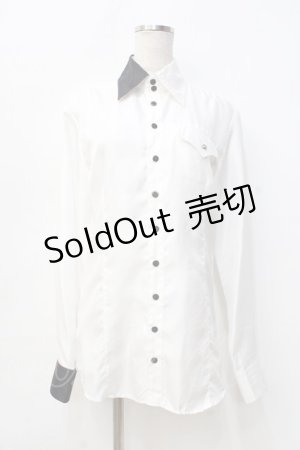 画像: BPN FOR MEN / バイカラーシャツ M 白 Y-25-09-13-011-GO-BL-SZ-ZY