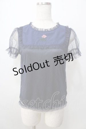 画像: Ank Rouge / ワンポイント刺繍ドットチュールカットソー M コン Y-25-09-13-118-CA-TO-SZ-ZY
