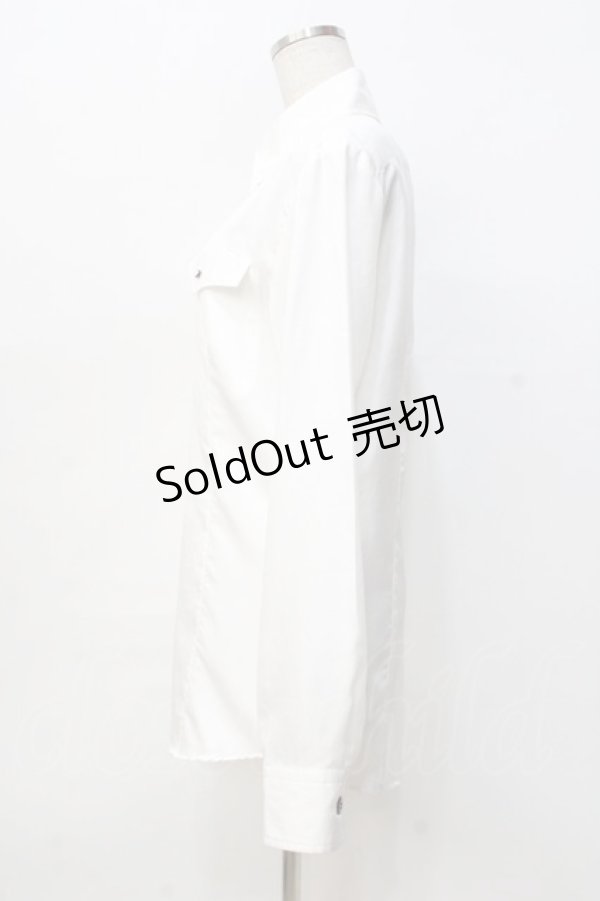 画像2: BPN FOR MEN / バイカラーシャツ M 白 Y-25-09-13-011-GO-BL-SZ-ZY (2)