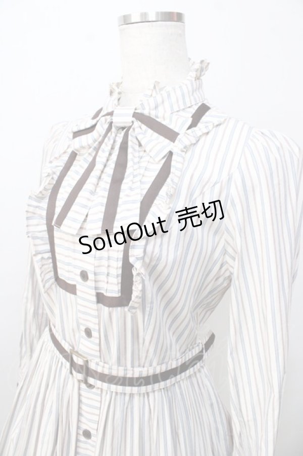 画像3: Innocent World / スタンドカラーストライプリボンワンピース M オフ Y-25-09-13-122-IW-OP-AS-ZY (3)