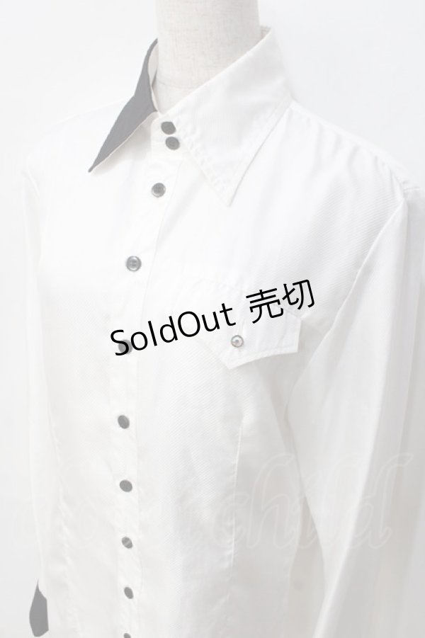 画像4: BPN FOR MEN / バイカラーシャツ M 白 Y-25-09-13-011-GO-BL-SZ-ZY (4)