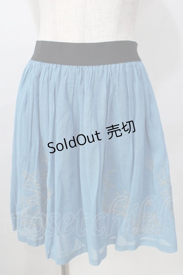 画像1: 【SALE】Jane Marple / ワンダーランドエンブロイダリーのミニスカート M ブルー Y-25-09-13-136-JM-SK-SZ-ZT512 (1)