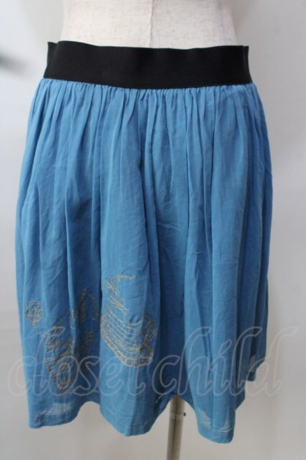 画像2: Jane Marple / ワンダーランドエンブロイダリーのミニスカート M ブルー Y-25-09-13-136-JM-SK-SZ-ZT512 (2)