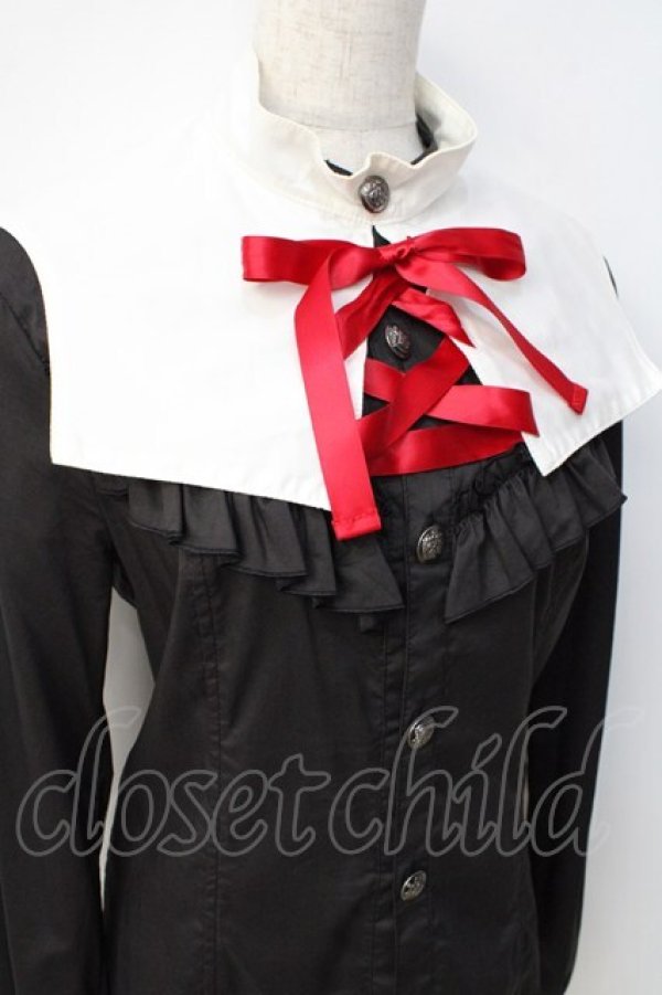 画像4: ALGONQUINS / つけ襟付きフリルブラウス M 黒 Y-25-09-13-014-AL-BL-SZ-ZY (4)