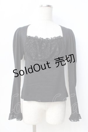 画像: BPN / 胸元レースカットソー M 黒 Y-25-09-13-017-GO-TO-SZ-ZY