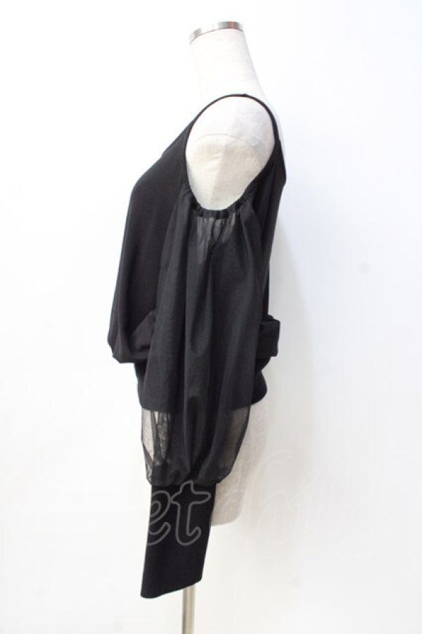 画像2: Na+H / subオフショルダーカットソー  黒 Y-25-09-13-021-PU-TO-SZ-ZY (2)